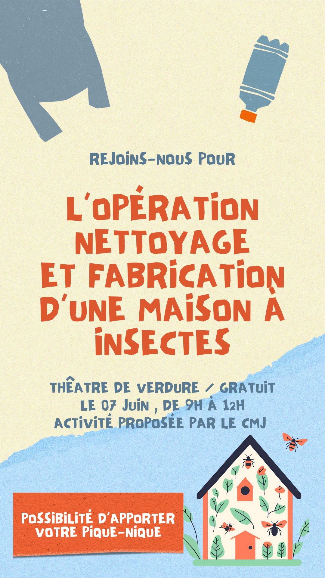 Bleu rouge organique découpage nettoyage plage story Instagram