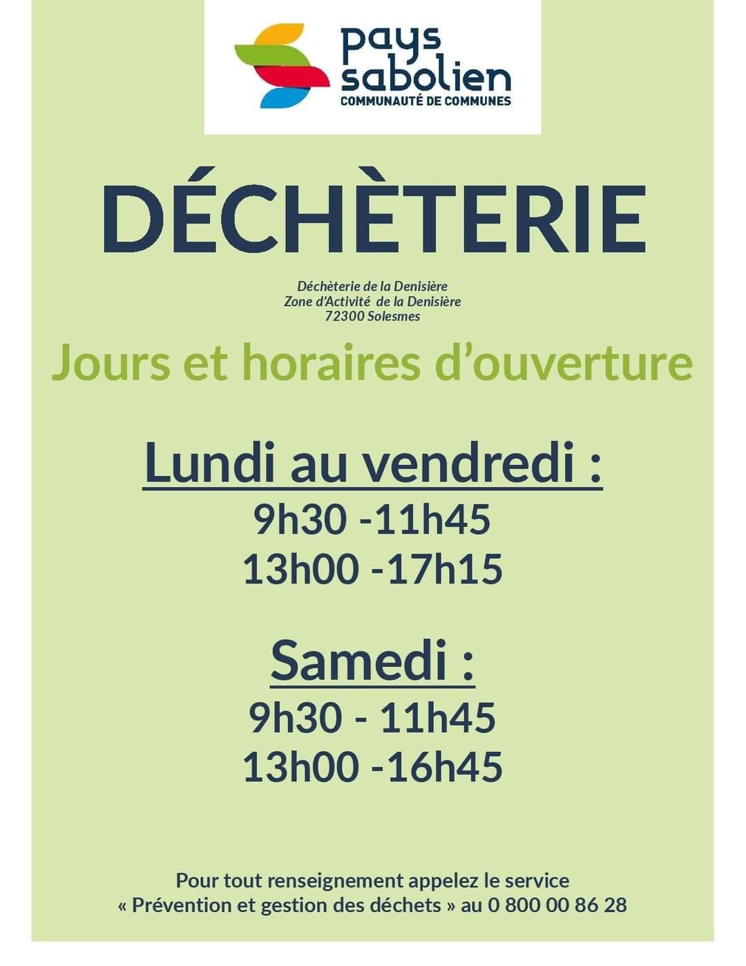 Horaires dcheterie